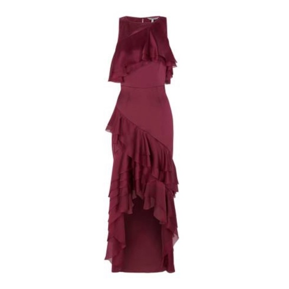 Merlot Ivey Ruffle Soft Evening Dress - Picture 5 of 5
